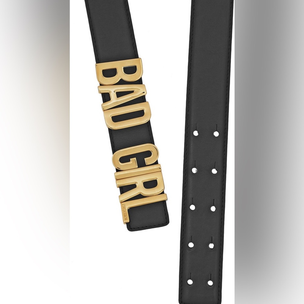 Moschino women’s letter logo “BAD GIRL” leather classic belt NWB